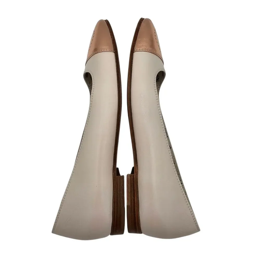 Gucci GG Logo Hills Ballet Flat Square Cap Toe White Rose Gold Size 38.5 US 8.5 - Picture 7 of 10